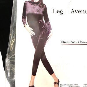 * Leg Avenue Stretch Velvet Catsuit #8287 NOS NWT Discontinued